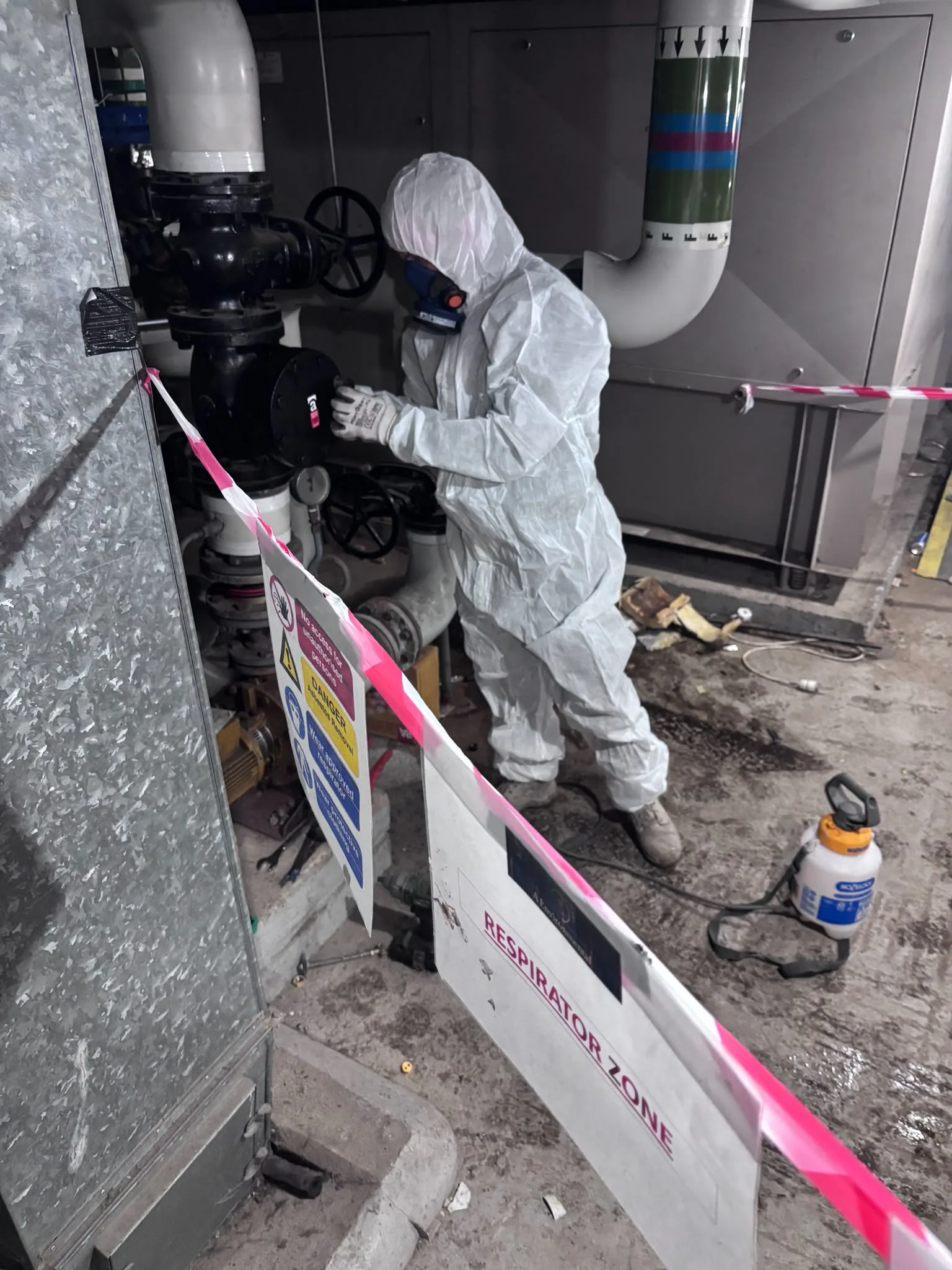 Asbestos artex removal from concrete soffit in Belgravia